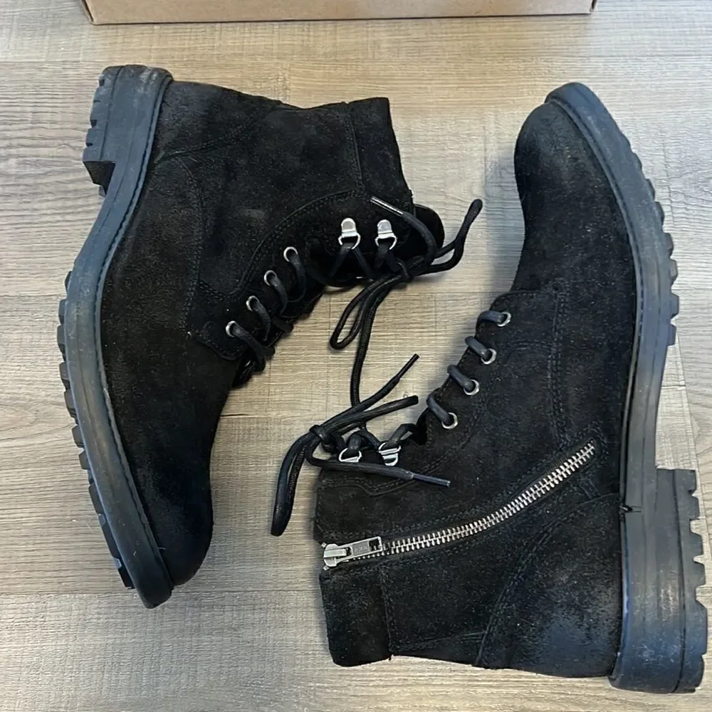 Steve Madden Brad Black Suede Moto Boot Men's Size 12 NEW